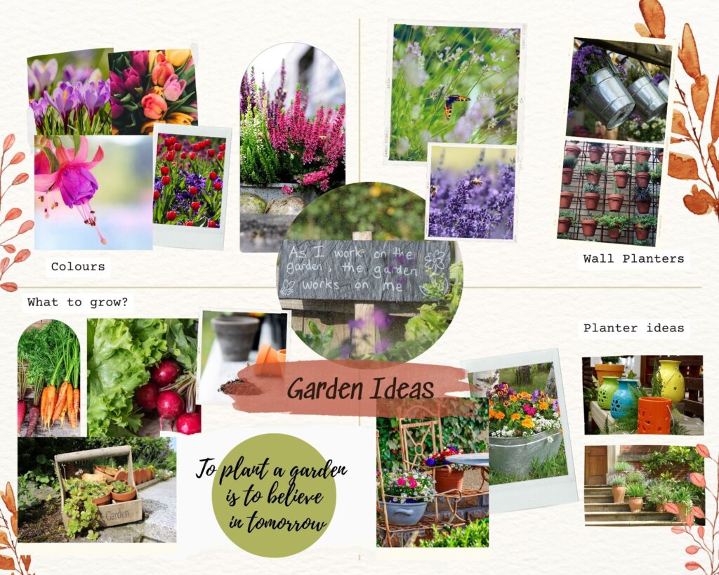 mood board with garden ideas
